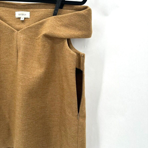 ISA ARFEN Off Shoulder Swing Blouse Size 6 Brown Wool Avant Garde Modern Glam - Picture 3 of 11